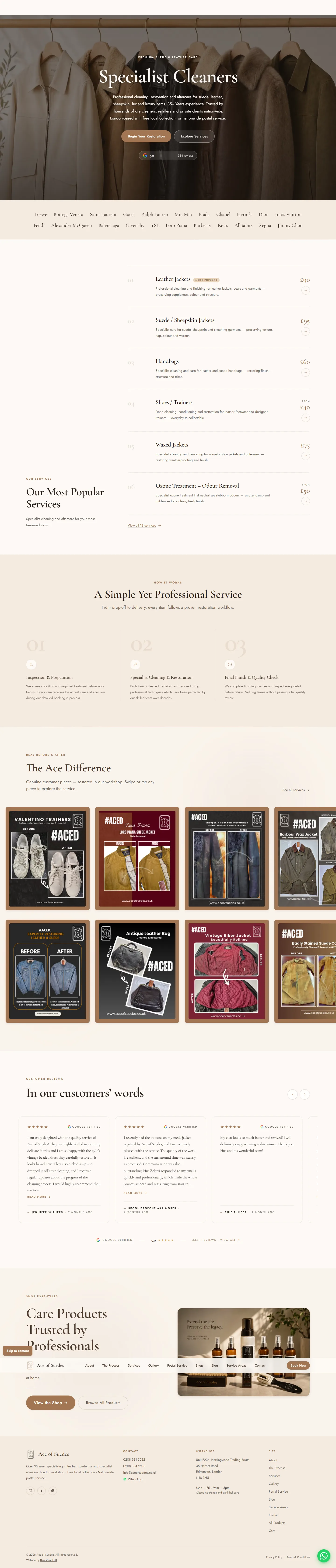 Ace of Suedes website, home page